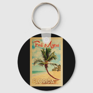 Chaveiro Fort Myers Florida Palm Tree Beach Viagens vintage