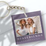 Chaveiro Foto BFF dos Melhores Amigos do Chic Moderno<br><div class="desc">Design é composto por tipografia divertida e divertida com fontes sans serif e serif. Adicionar uma foto personalizada.</div>