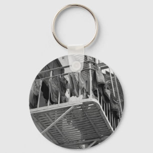 Chaveiro Foto da lavandaria branca e preta seca