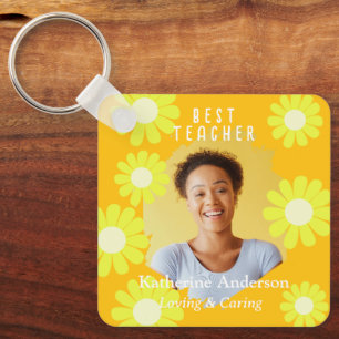 Chaveiro Foto da Melhor Professora Daisy Amarelo Laranja