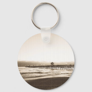 Chaveiro Foto da vintagem da praia do San Clemete Per Calif