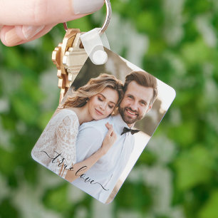 Chaveiro Foto de Amor Verdadeiro com Script Simples