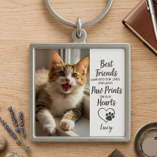 Chaveiro Foto de animal personalizado Impressões de patas e