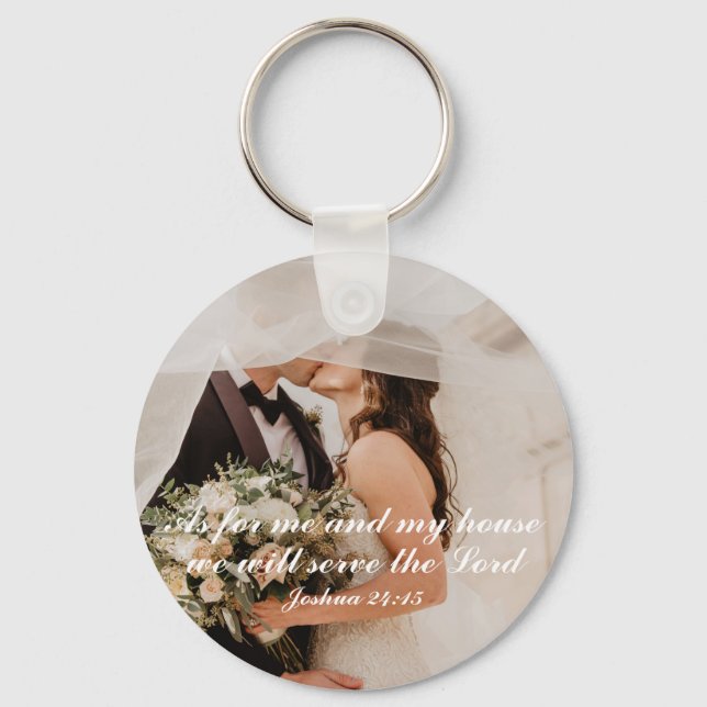 Chaveiro Foto de casamento com Escrituras cristãs (Frente)