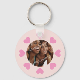 Chaveiro Foto de Coração Rosa Personalizável