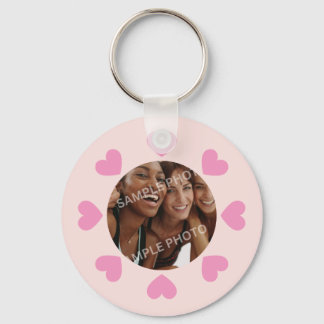 Chaveiro Foto de Coração Rosa Personalizável
