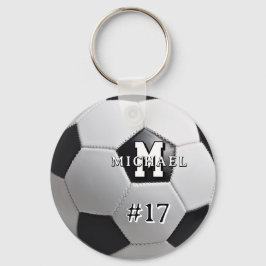 Chaveiro Foto de Futebol do Monograma de Bola de Futebol