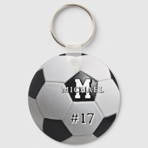 Chaveiro Foto de Futebol do Monograma de Bola de Futebol