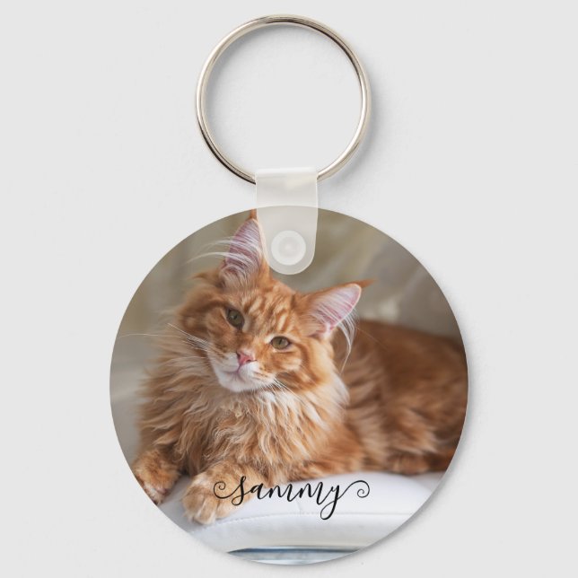 Chaveiro Foto de Gato com Nome Curly Fofo (Frente)