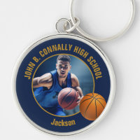 Foto de jogador de basquete em azul marinho dourad