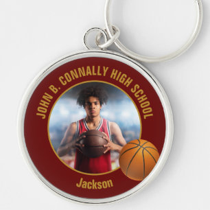Chaveiro Foto de jogador de basquete Maroon Gold