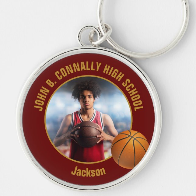 Chaveiro Foto de jogador de basquete Maroon Gold (Frente)