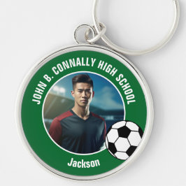 Chaveiro Foto de jogador de futebol verde do ensino médio