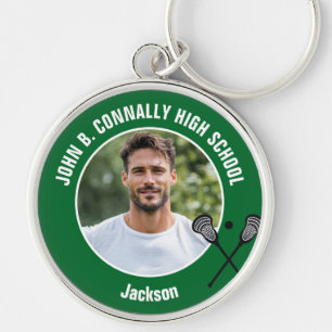 Chaveiro Foto de Jogador de Lacrosse Verde Espírito de Esco