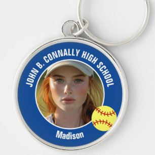 Chaveiro Foto de Jogadora de Softbol Azul Lembrança do Ensi