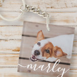 Chaveiro Foto de Pet de Chic Elegante Simples e Moderna<br><div class="desc">Este design simples e clássico é composto por tipografia serif e adiciona uma foto personalizada do seu animal de estimação.</div>