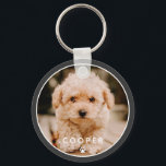 Chaveiro Foto de Pet de Música Elegante Simples e Reproduti<br><div class="desc">Este design simples e clássico é composto por tipografia sans serif e adiciona uma foto personalizada do seu animal de estimação.</div>