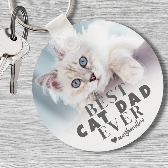 Chaveiro Foto de Pet Personalizada do Pai Cat (Cat Dad Personalized Pet Photo keychain)