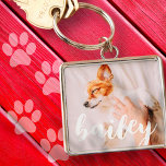 Chaveiro Foto de Pet Simples Elegante Reprodutiva Moderna<br><div class="desc">Este design simples e clássico é composto por tipografia serif e adiciona uma foto personalizada do seu animal de estimação.</div>