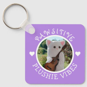 Chaveiro Foto de Plushie Pawsitivo Roxo Kawaii Cute