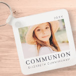 Chaveiro Foto de Primeira Comunhão Personalizada por Chic M<br><div class="desc">Design é composto por tipografia quic moderna com sans serif e serif font. Adicione uma foto personalizada do seu filho/filha e ano.</div>