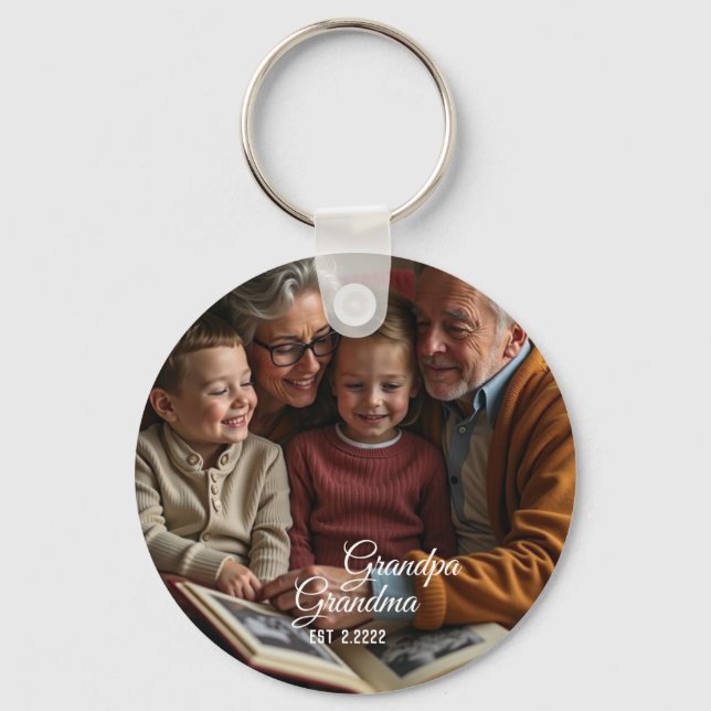 Chaveiro foto de recordação do vovô e da vovó (Frente)