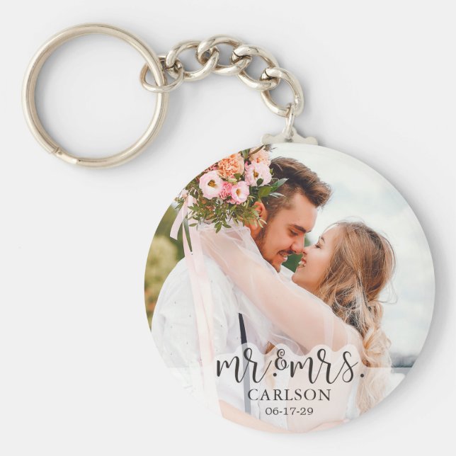 Chaveiro Foto do Casal moderno Sr. e Sra. (Frente)