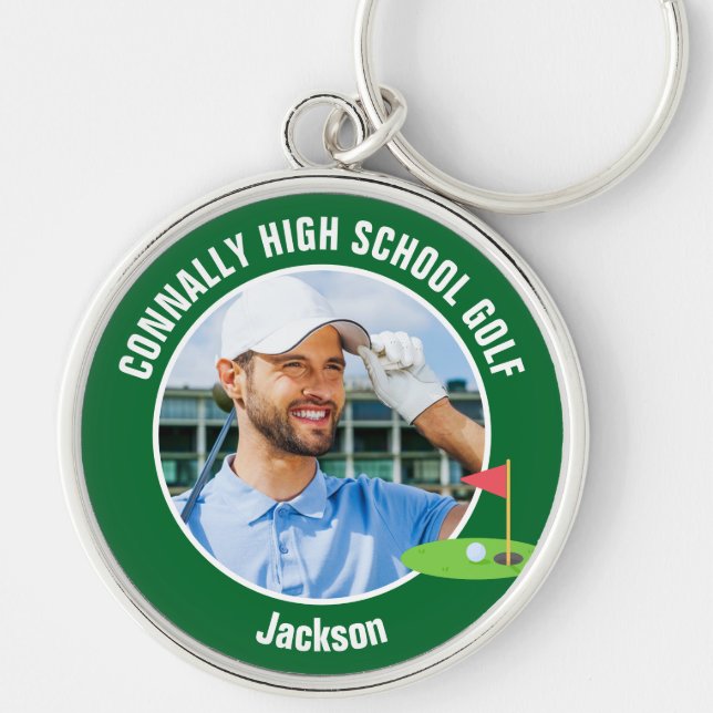 Chaveiro Foto do Golfer Verde Equipe de Golfe do Ensino Méd (Frente)