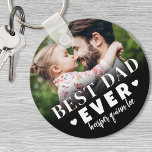Chaveiro Foto do Melhor Pai Nunca<br><div class="desc">O Melhor Pai De Fotografias Personalizadas. Este chaveiro personalizado do "Melhor Pai Nunca" é uma marca significativa projetada para celebrar o Pai e seu papel único onde quer que ele vá. A design apresenta uma tipografia ousada e moderna com dois pequenos corações em cada lado da palavra "Nunca" para um...</div>