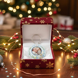 Chaveiro Foto do nome personalizado do primeiro Natal do Ba