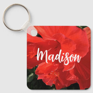 Chaveiro Foto do nome personalizado Orange Double Hibiscus
