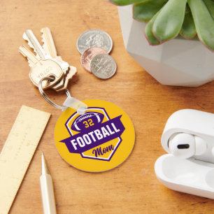 Chaveiro Foto do número de Jersey da Mãe de Futebol Roxo e 