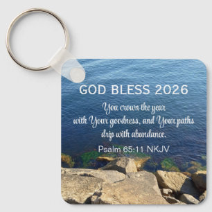 Chaveiro Foto do Oceano Azul Bênção Ano Novo 2026 Cristão