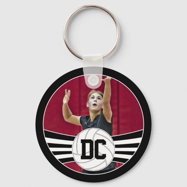 Chaveiro Foto e números ou texto personalizados de vôlei (Frente)