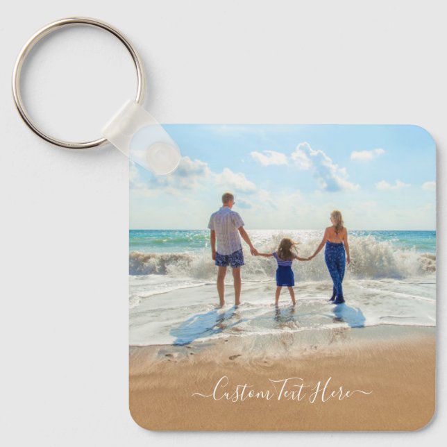 Chaveiro Foto e texto personalizados do seu próprio Design  (Frente)