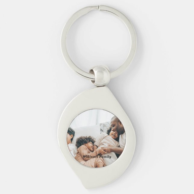 Chaveiro Foto e texto personalizados modernos (Frente)