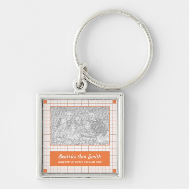 Chaveiro Foto em Grade Laranja (Frente)
