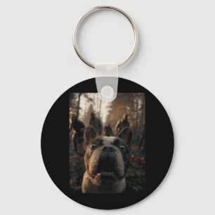 Chaveiro Foto engraçada de um Bulldog Francês com Zumbis no