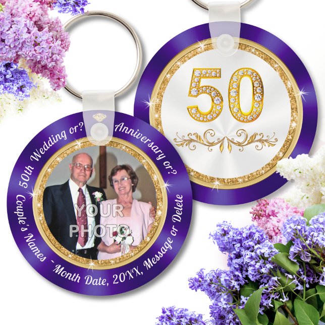 Chaveiro FOTO, Favoritos para festas para o 50º Aniversário (50th Anniversary Favors Cheap, personalized with Couple's Names, Anniversary date, 50th Anniversary!)