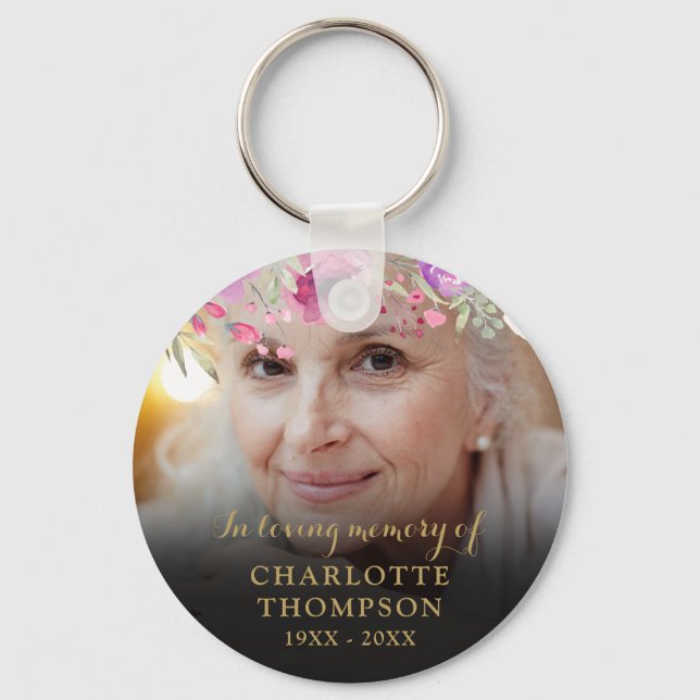 Chaveiro Foto Floral Em Memória Afetuosa (Frente)