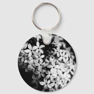 Chaveiro Foto floral em preto e branco elegante