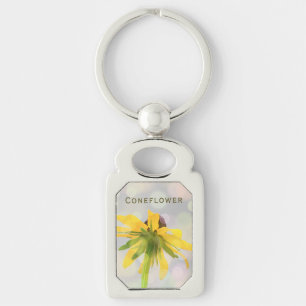 Chaveiro Foto Floral Selvagem do Coneflower Verde Amarelo P