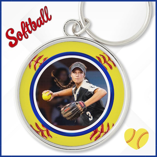 Chaveiro FOTO, Ideias do Dia do Mais velho de Softball, Sof (Personalized softball keychains with Photo. Softball senior night gifts. Softball senior day gifts.)