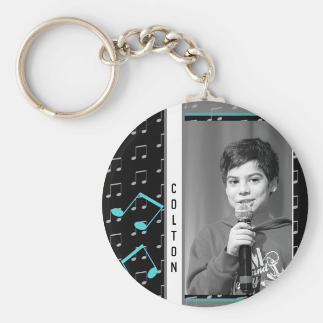 Chaveiro Foto personalizada com o Design de gravação de mús (Frente)