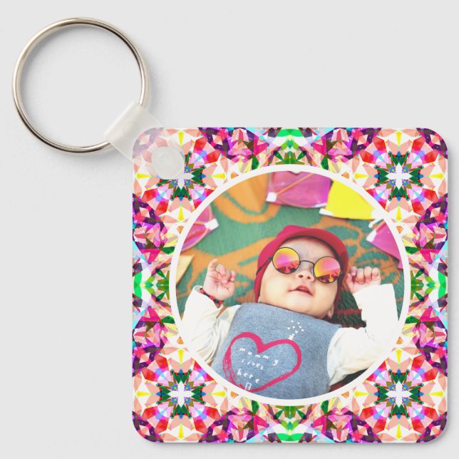 Chaveiro Foto personalizada, cor-de-rosa feliz Dia das Mães (Frente)
