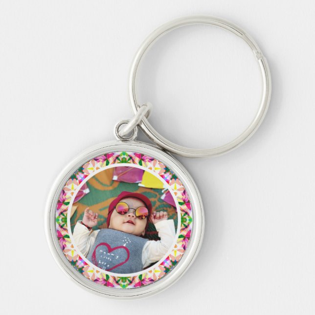Chaveiro Foto personalizada, cor-de-rosa feliz Dia das Mães (Frente)