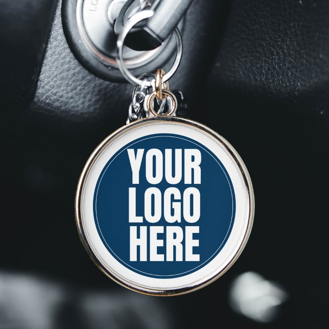 Chaveiro Foto personalizada da empresa do logotipo comercia (company business logo round silver keychain)