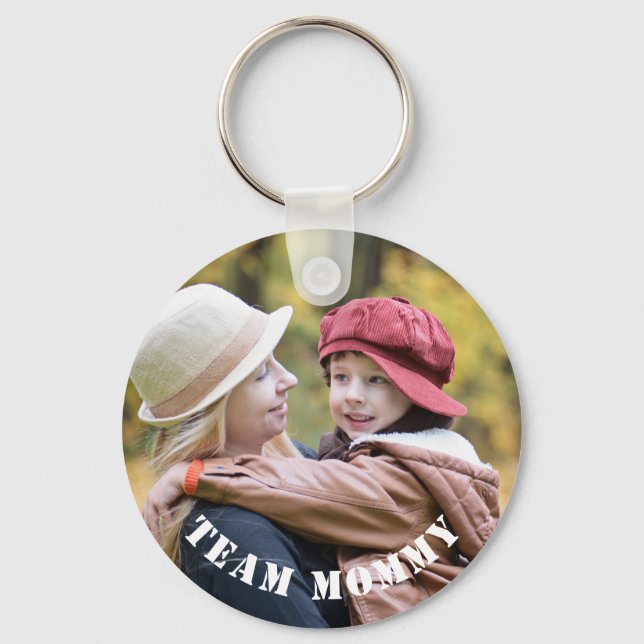 Chaveiro Foto personalizada da Mamãe da Equipe Moderna (Frente)