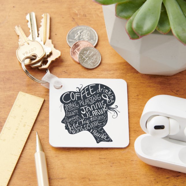 Chaveiro Foto personalizada da mamãe da escola doméstica (Mesa)