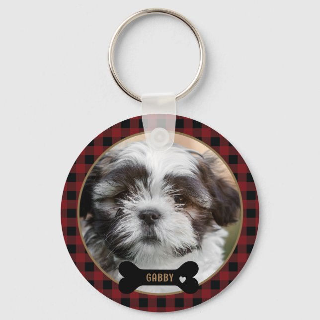 Chaveiro Foto personalizada da Xadrez Vermelha Pet (Frente)